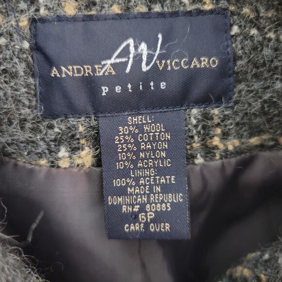 Andrea Viccaro Gray Wool Blend Grid Button Down Blazer Size 6 Petite Career - Picture 6 of 7